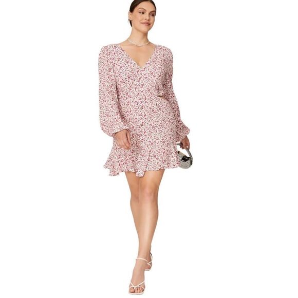 AFRM Dresses & Skirts - AFRM Monna Long Sleeve Cut Out Flora Mini Dress NWT XL